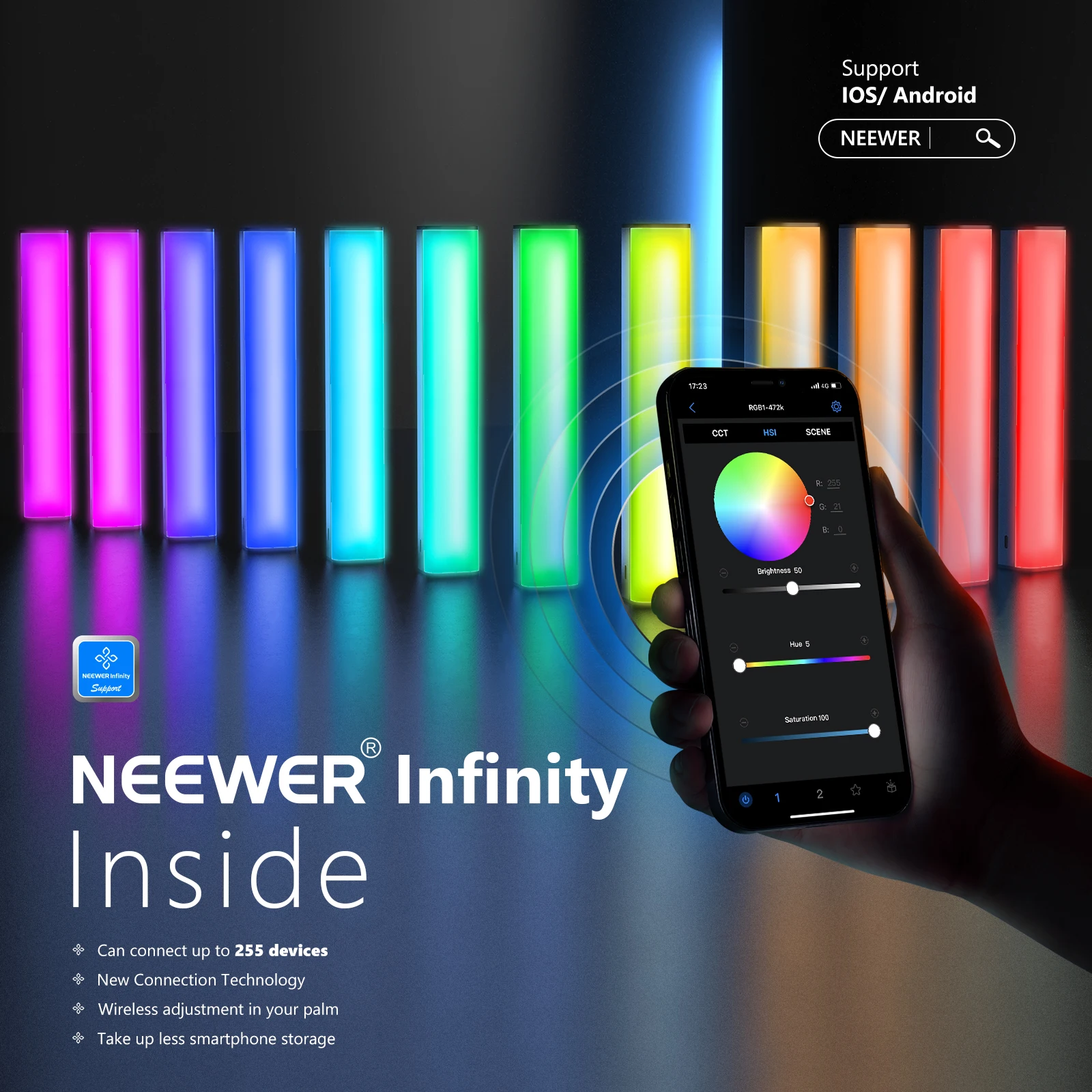 NEEWER Magnetic RGB Video Light, 360° Full Color RGB61 LED Camera