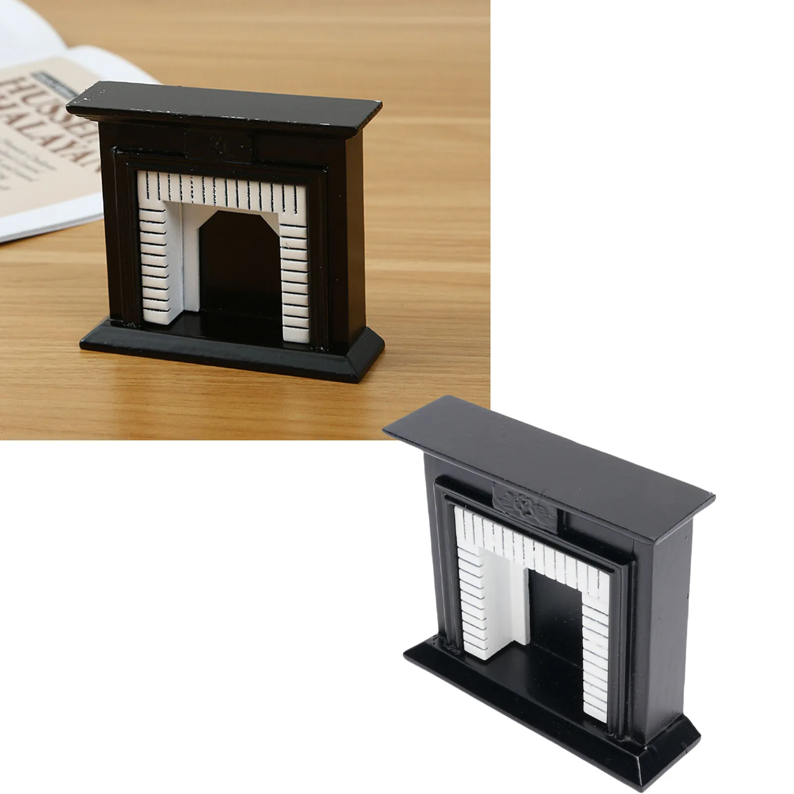 1:12 Miniature Dollhouse Fireplace Wooden Vintage Dollhouse Decoration Accessories for Home Dollhouse Miniature Wooden Fireplace