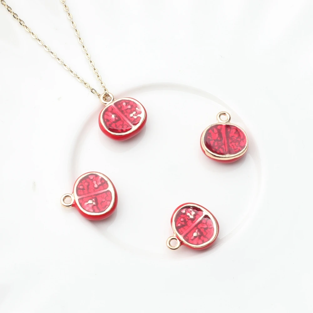Zinc Alloy Enamel Simulation Tomato Charms 6pcs/lot For DIY Necklaces