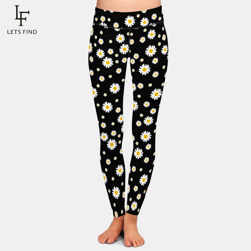 

LETSFIND Girl Leggings Fashion Women High Waist Printed Leggings Daisy Design Fitness Women Elastic Pants