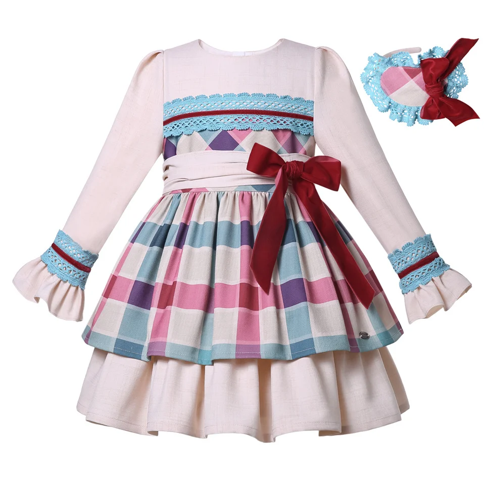 

Pettigirl 2023 Christmas Winter Children Kid Pink Plaid Girls Birthday Party Dresses Outfits Bridesmaid Clothes 681012 Years Old