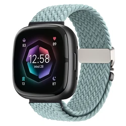 Breathable Woven Nylon Sport Bracelet Strap - Fitbit Sense 1 2 (Braided Light blue)