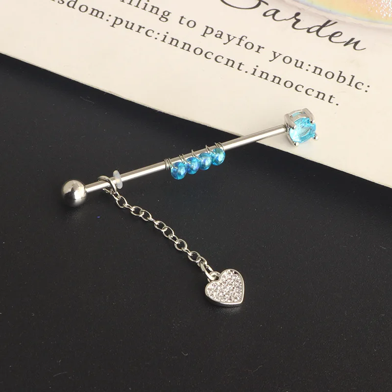 1PC Chirurgische Stahl Industrielle Piercing Barbell Lange Ohrringe Mit Kette Gerüst Bar Ohr Knorpel Earing Trend Körper Schmuck – Detail 4