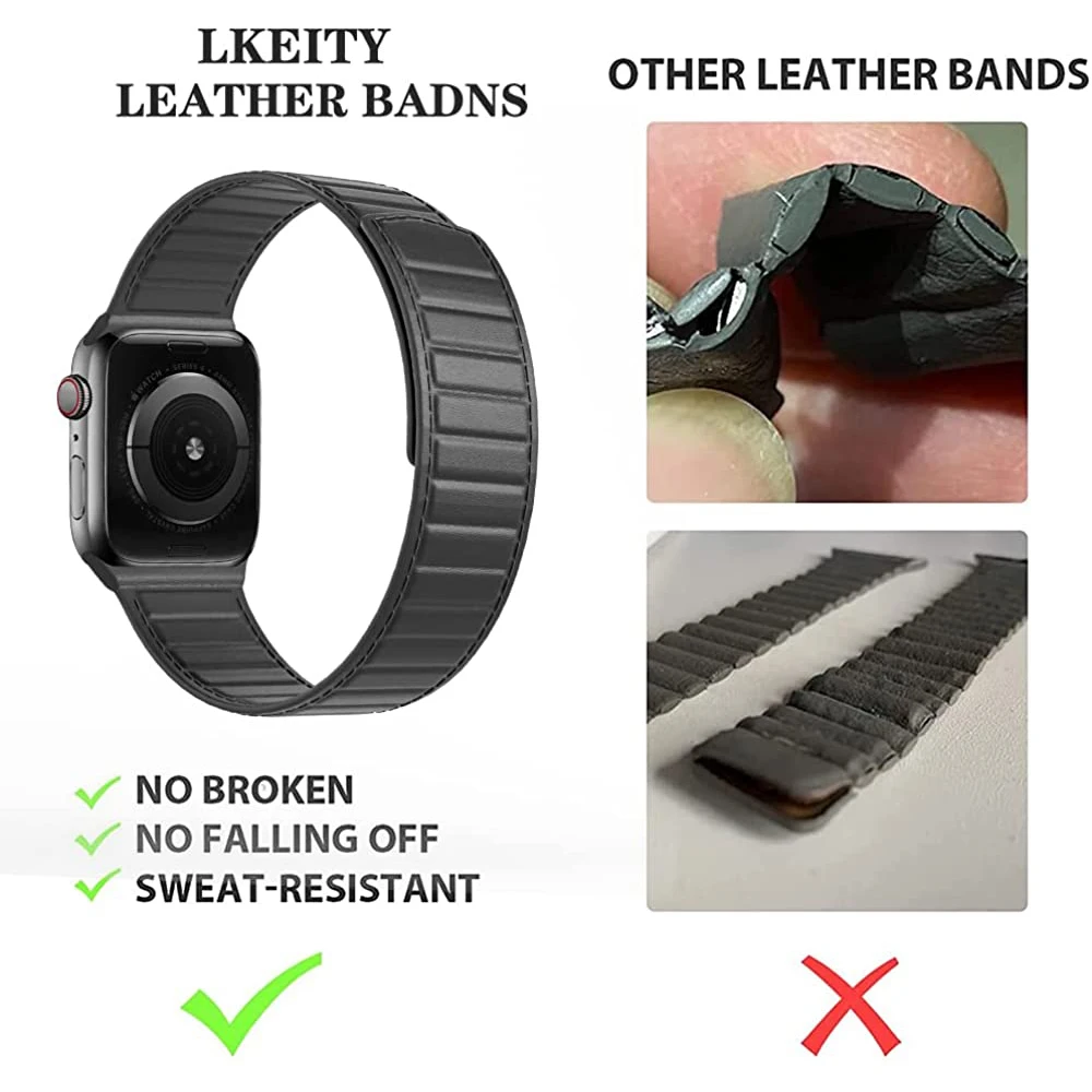 Leather Magnetic Loop Strap For Apple Watch Band 49mm 45mm 44mm 40mm 41mm 42mm 38mm Silicone Wristband iWatch Ultra 8 7 6 5 4 SE