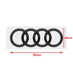 Glossy Black Audi 4 - Ring Logo Emblem Set - Hood and Trunk Badge Decals (Glossy Black 192mm)