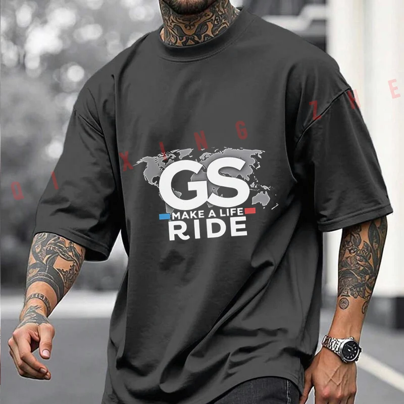 GS MAKE A LIFE RIDE Motorcycle 2026 코튼 캐주얼 티셔츠 남성 여름 오토바이 사이클링 스포츠웨어 탑 티셔츠