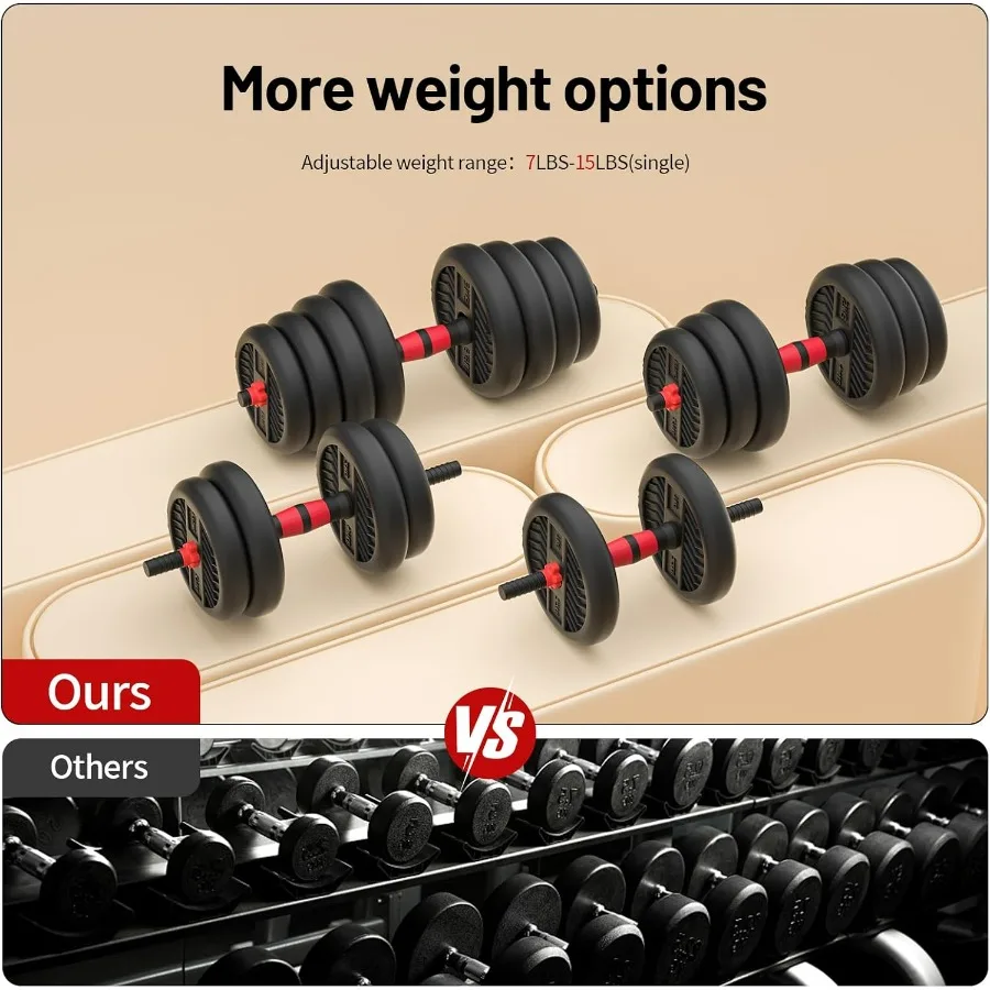 Adjustable Dumbbell,30lbs (15lbs*2) Dumbbells Set, 4-in-1 Free Weights for Women/Men Workout Equipment Used as Barbell/Kettlebel