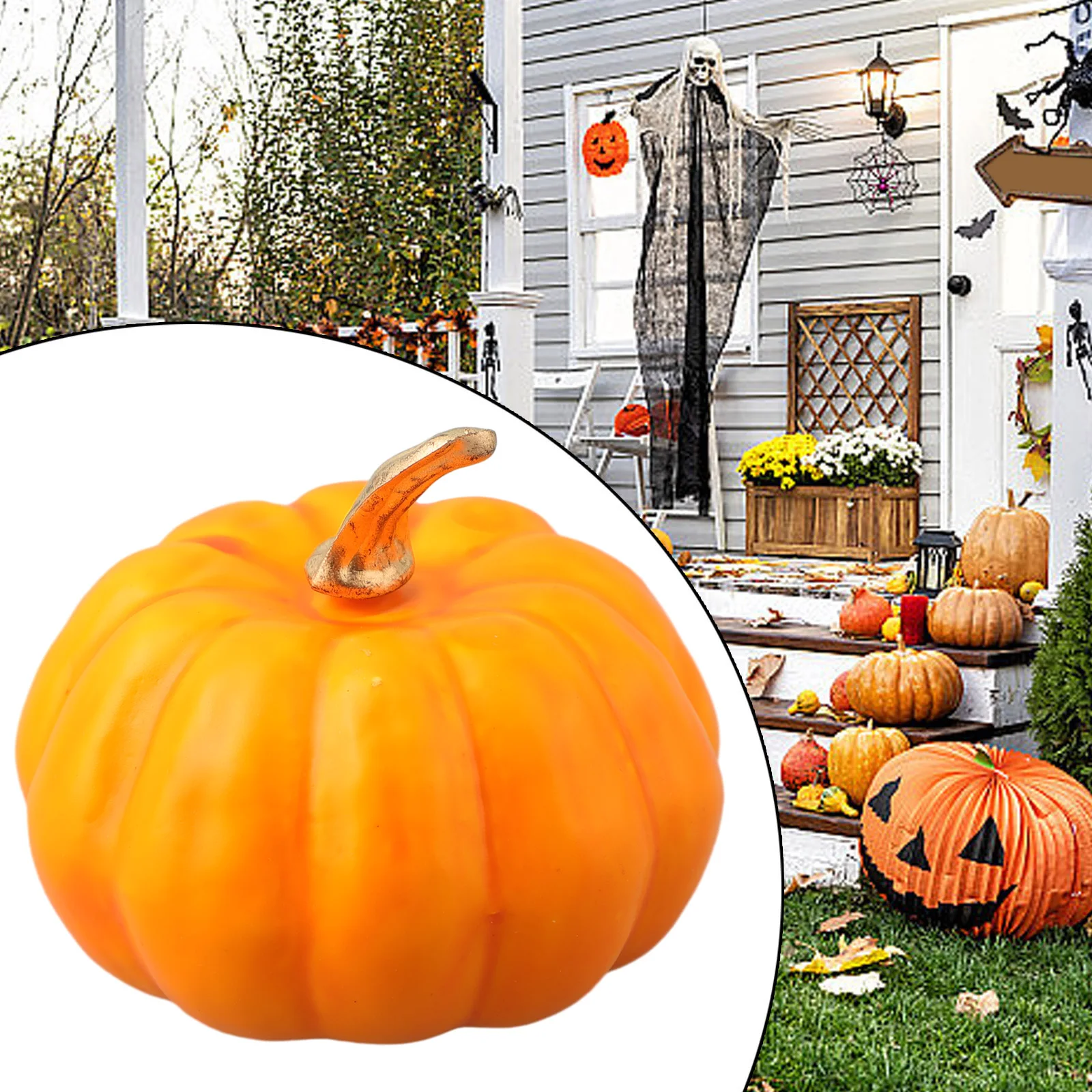 

Fall Harvest Decor Props Artificial Big Pumpkin Gourd Acorn Berries Maple Leaf Artificial Pumpkin DIY Craft Simulation Hallowee