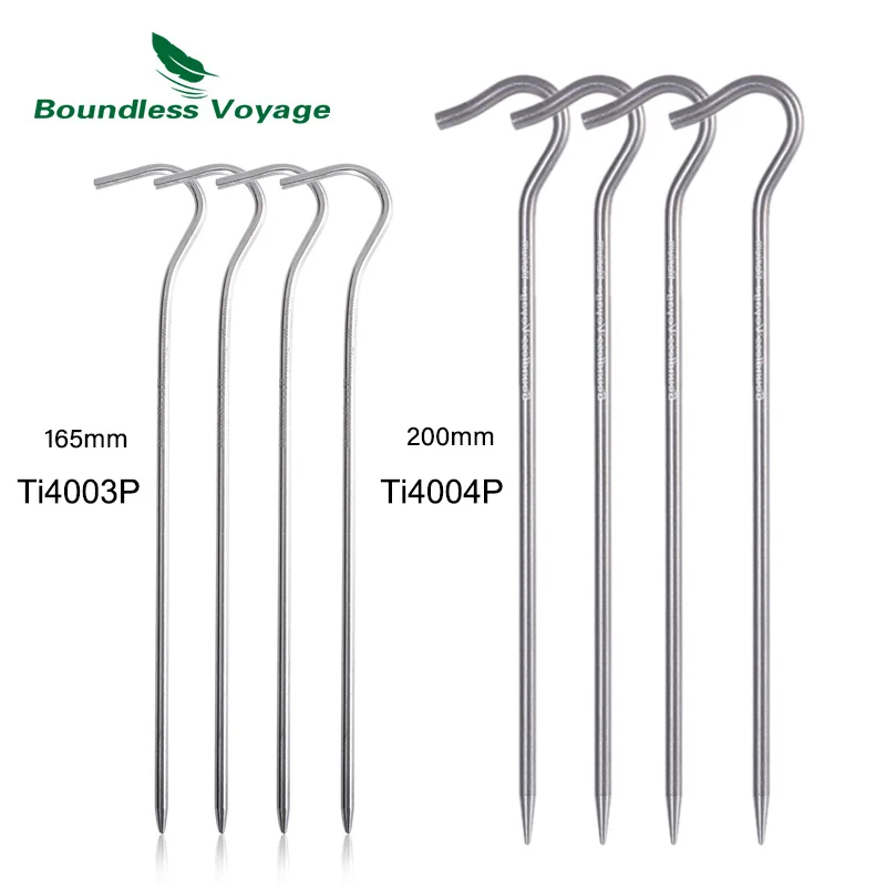 Tent Pegs Boundless Voyage Titanium Tent Pegs Camping Tent Nails Ultralight 20cm/16.5cm Stakes Portable Outdoor Canopy Grass Hardware camping tent accessories,camping tent fasteners