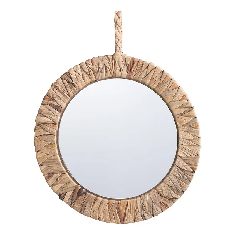 Rural style Hu Lu Cao Teng woven wall decoration Mirror Retro homestay rattan art handmade dressing mirror Bedroom round mirror