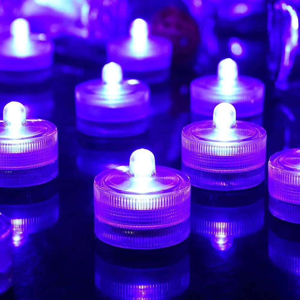 

100pcs submersible 1 LED tea light Floral Floralyte lamp Wedding party Centerpiece Decor Eiffel tower Candle Vase Tealight-white