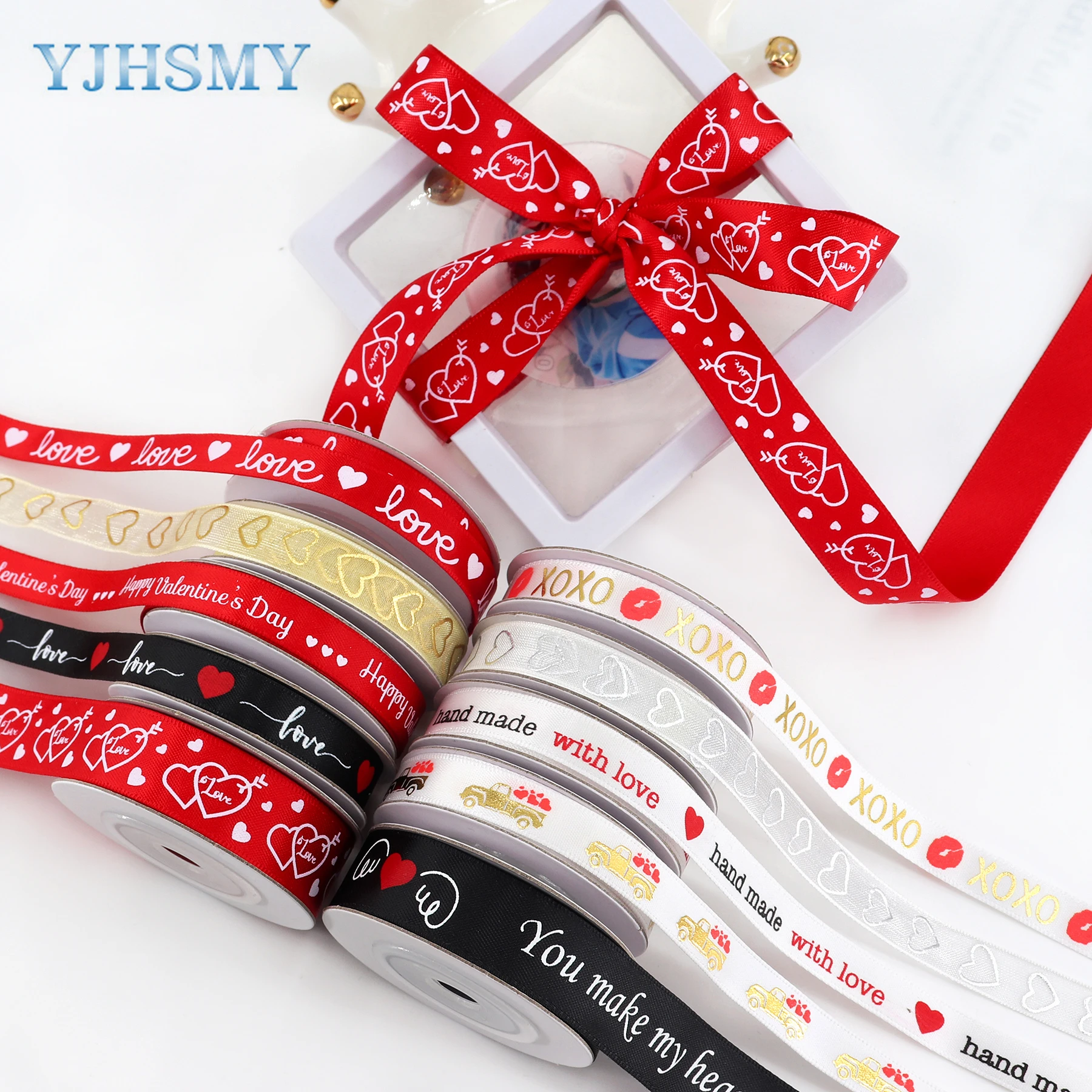 Red Ribbon for Valentines Day Decorations, Ribbons for Crafts Love