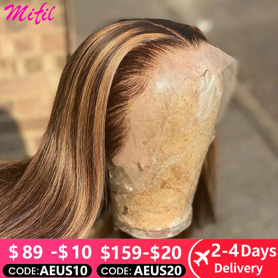 Lace Front Wig Human Hair Wigs Human Hair Wig Front Lace Wig 13X4 Highlight Wig Straight Lace Front Human Hair Wigs For Women Ombre Honey Blonde Brown Colored 13x6 Lace Frontal Wig