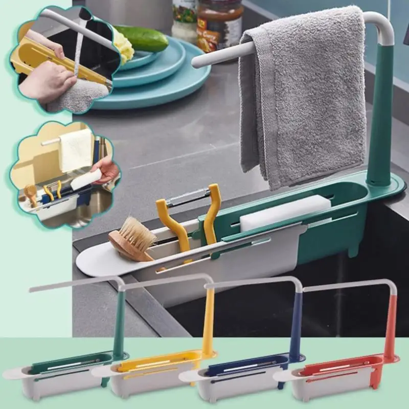 Rack del lavandino, ripiano in spugna per lavello, portapiatti per panni di  stoccaggio, spugna porta sapone lavello cucina Organizer appendiabiti,  lavello Caddy Organizer (rosa)