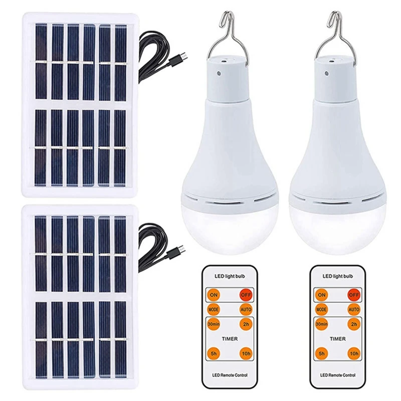 

1Set LED Solar Light Bulb Rechargeable Energy Bulb Lamp Camping Solar Tent Lamp +Remote Control For Indoor Outdoor