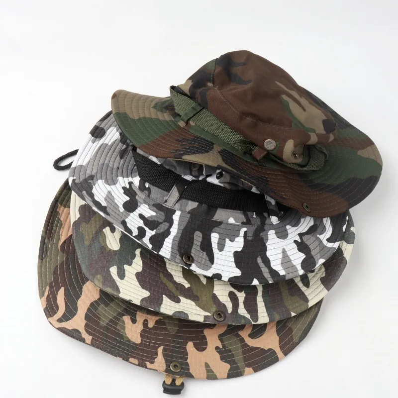 Camouflage hat Outdoor large overhang shade fisherman hat American casual breathable sun fishing jungle basin sun hat sun protection hat fisherman hat