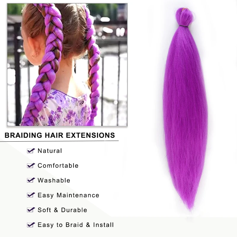 LUPU 1PCS 14 inch Short Pre Stretched Synthetic Hair Extensions With Yaki Texture Straight Braids for Children Easy to Style