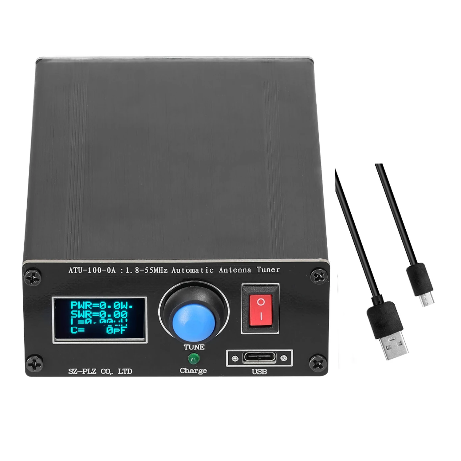 Mini Antenna Tuner ATU-100-0A 1.8-55MHz Aluminum Alloy Outcase 1800MAh Battery OLED Display