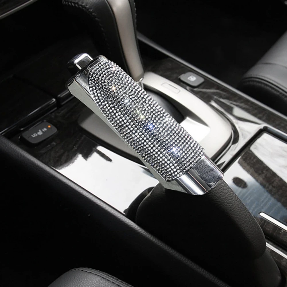 Hand Brake Cover Gear Head Cover Universal Crystal Car Handbrake Covers Anti-slip Auto Gear Shift Collars Bling Diamond Car Interior Accessories for Woman