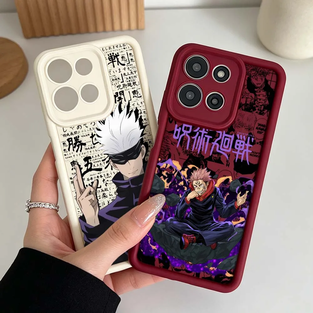 Trendy Anime Jujutsu Kaisen Silicone Phone Case with Eye Ladder Design