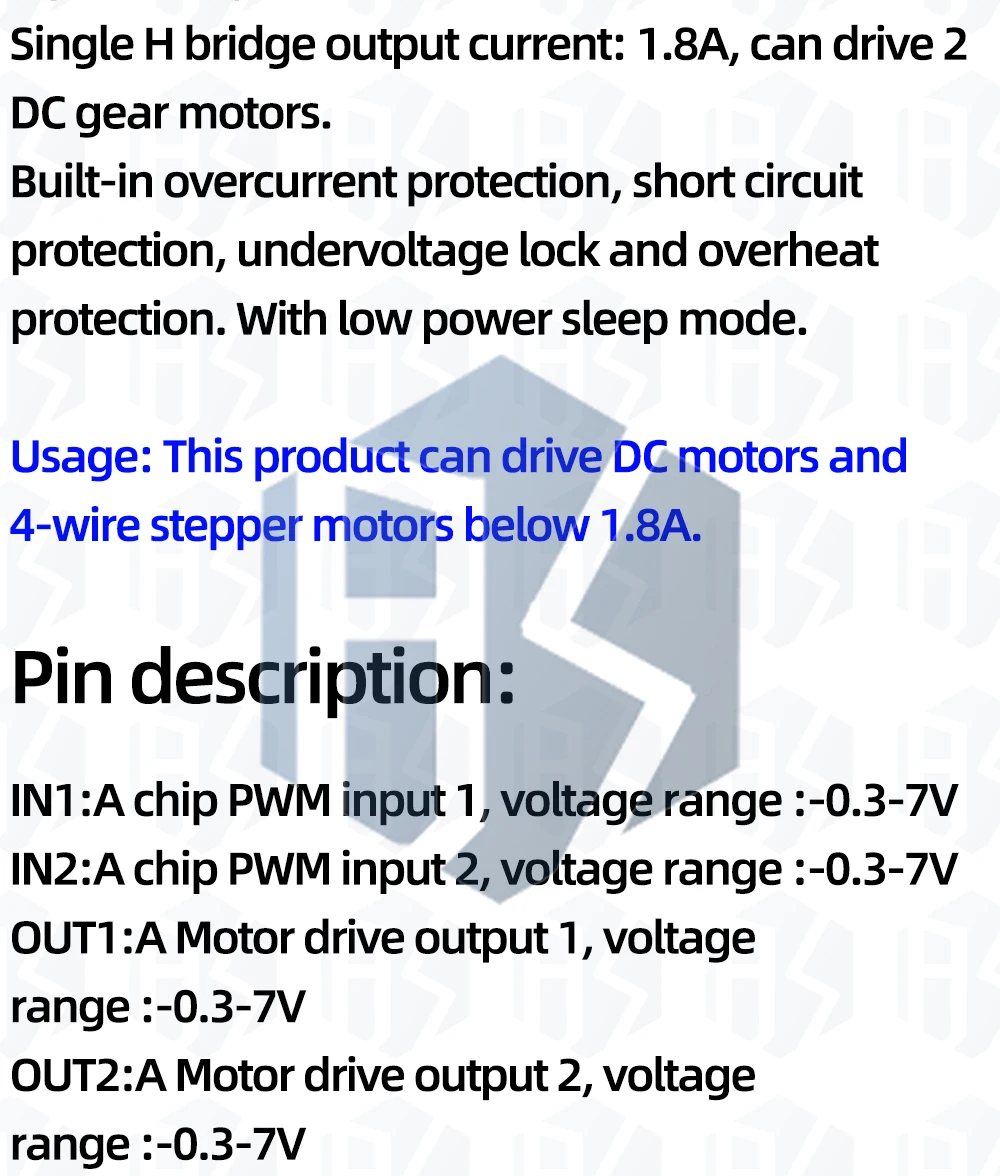 DRV8837 1-Kanal- und 2 Kanäle DC-H-Brücke-Motortreibermodul 1,8 A Schrittmotortreiberplatine – Detail 3