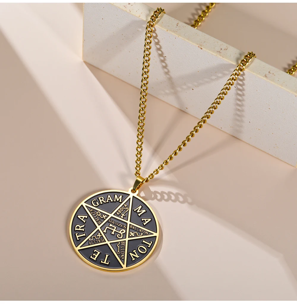 COOLTIME King Solomon's Seal Halskette Edelstahl Pentagramm Solomon Seal Amulett Halskette Schmuck für Männer Geschenk – Detail 10