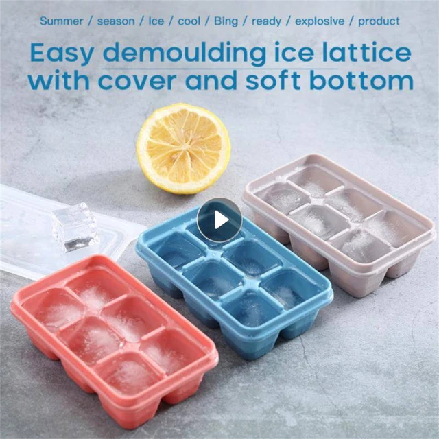Bandeja para cubitos de hielo, molde de silicona para hacer cubitos de hielo  con forma de 4/6/8 rejilla con tapa grande, molde para Barra de dulces,  accesorios de cocina