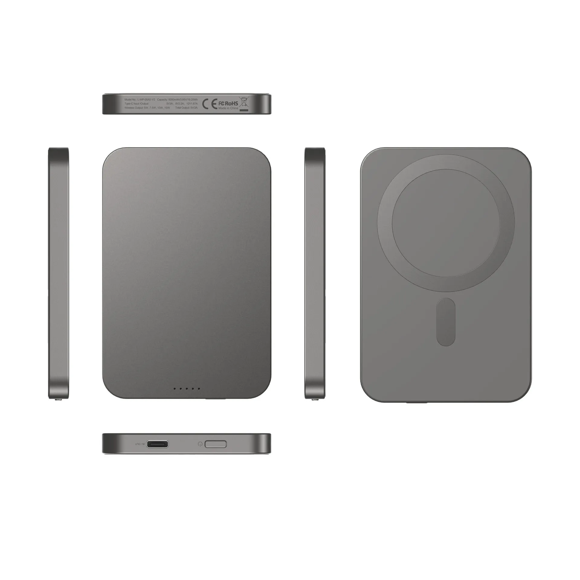 5000mAh Magnetic Wireless Power Bank Metal Body Qi 15W QC 3.0 Small Battery For MagSafe Powerbank iPhone 13 12