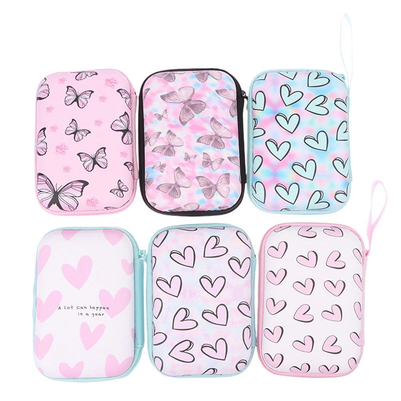 Heart Butterfly Headphone Data Cable Storage Bags Charger Power Bank Rectangular Box Zipper Bag Pocket Pouch