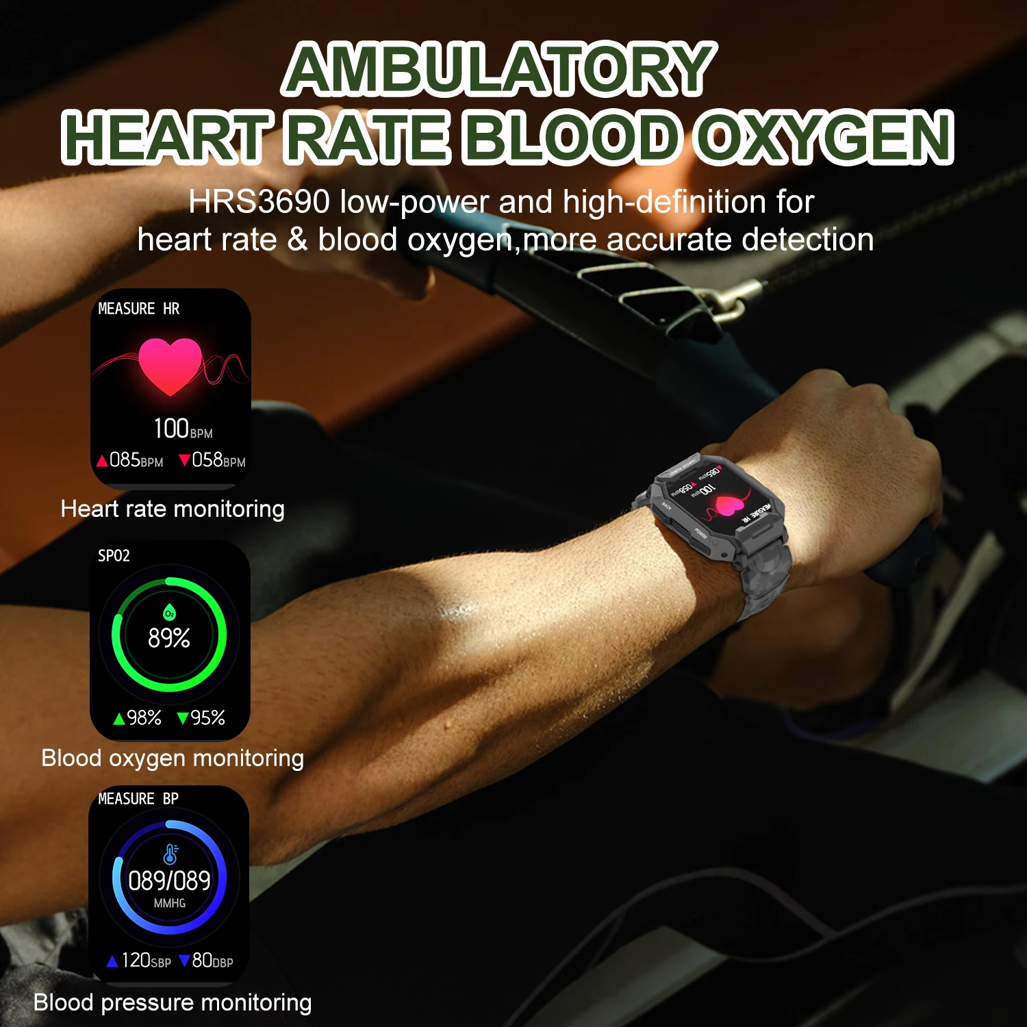 Smart Watch Military Activity Tracker With Waterproof Heart Rate