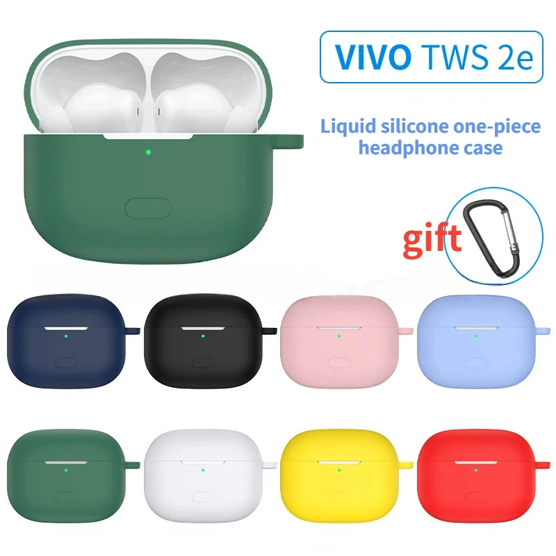 For VIVO Tws 2E Wireless Bluetooth Earphone Charging Silicone Cover Anti-fall Dust-proof Protective Case with Hook Accessorie
