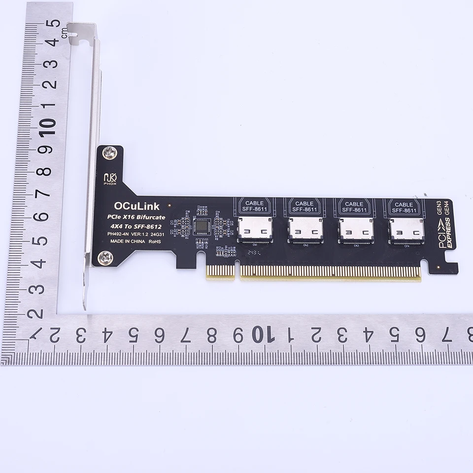 KALEA-INFORMATIQUE Carte Contrôleur PCIe 4x vers Oculink SFF-8612 pour SSD - Cordon 1m 68Pin SFF-8639 - EQUERRES LOW ET HIGH PROFI - Informatique