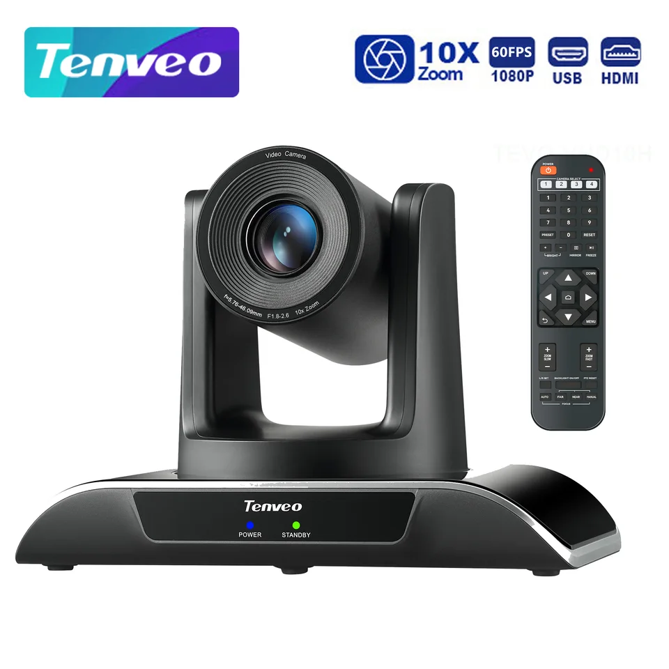 10X Zoom PTZ Camera - 1080P HD 60FPS Optical Video Webcam With HDMI/SDI, For Live Streaming & Online Teaching