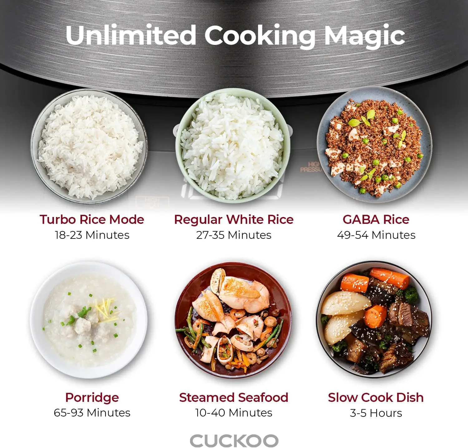 6-Cup (Uncooked) / 12-Cup (Cooked) Twin Pressure Rice Cooker & Warmer with Nonstick Inner Pot, 14 Menu Options 5
