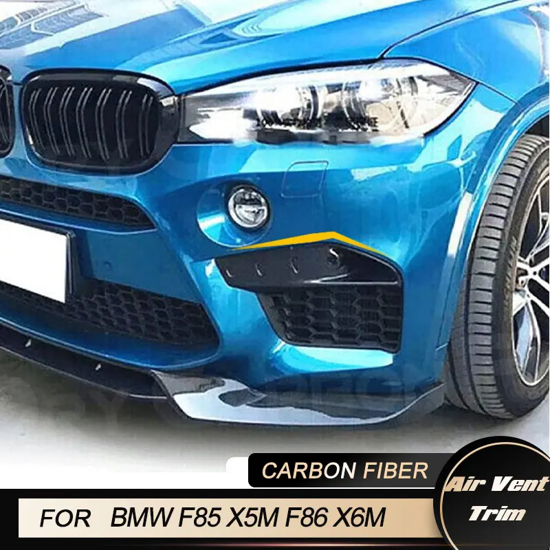 Car Front Fog Light Cover Trims for BMW F85 X5M F86 X6M 2014-2018 Racing Front Bumper Air Vent Trim Body Kits Carbon Fiber