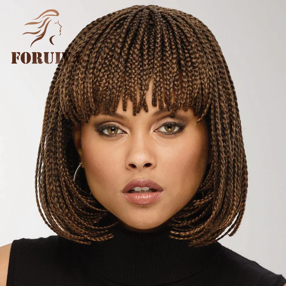 Box Braided Wigs Chemical Fiber Braid Wig Female Short Curly Hair Box Rose Net Headgear Hand Weaving Synthetic Wig