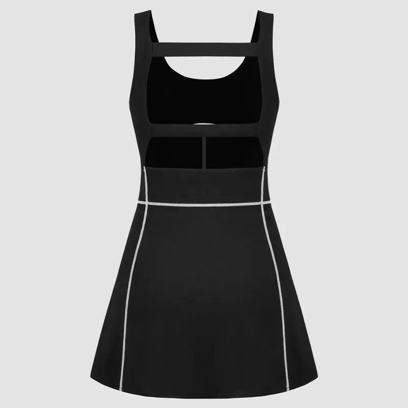 Backless Tennis Clothes Dress To Use with Tennis Skirt Pants U-Neck Dresses Breathable Women's Golf Wear Exercise Yoga Clothing