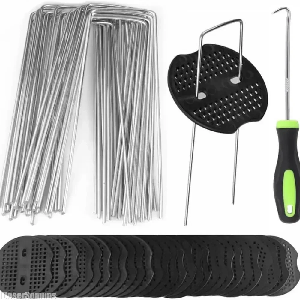 U-shaped Garden Pegs Metal Heavy Duty Fixing Tools for Securing Weed Control Landscape Fabric Artificial Grass, garden pegs