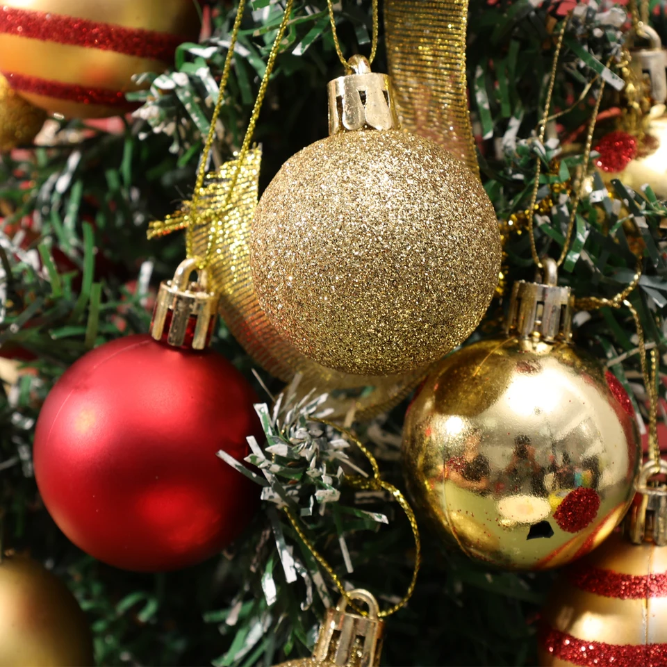 LEMESO Nastri per Albero di Natale in Rete Oro e Rosso Kit, Confezioni Regalo, 20 M Decorazioni Ornamenti Natalizi Festivi Glitterato Fili Festa Nozze Evento Cena di Vigilia