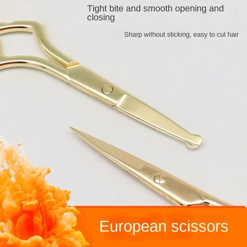 1x Gold Eyebrow Scissors Nose Hair Safe Cutting Eyelash Trimmer Facial Hair Remover Manicure Scissors Nail Cuticle Makeup Tool 3
