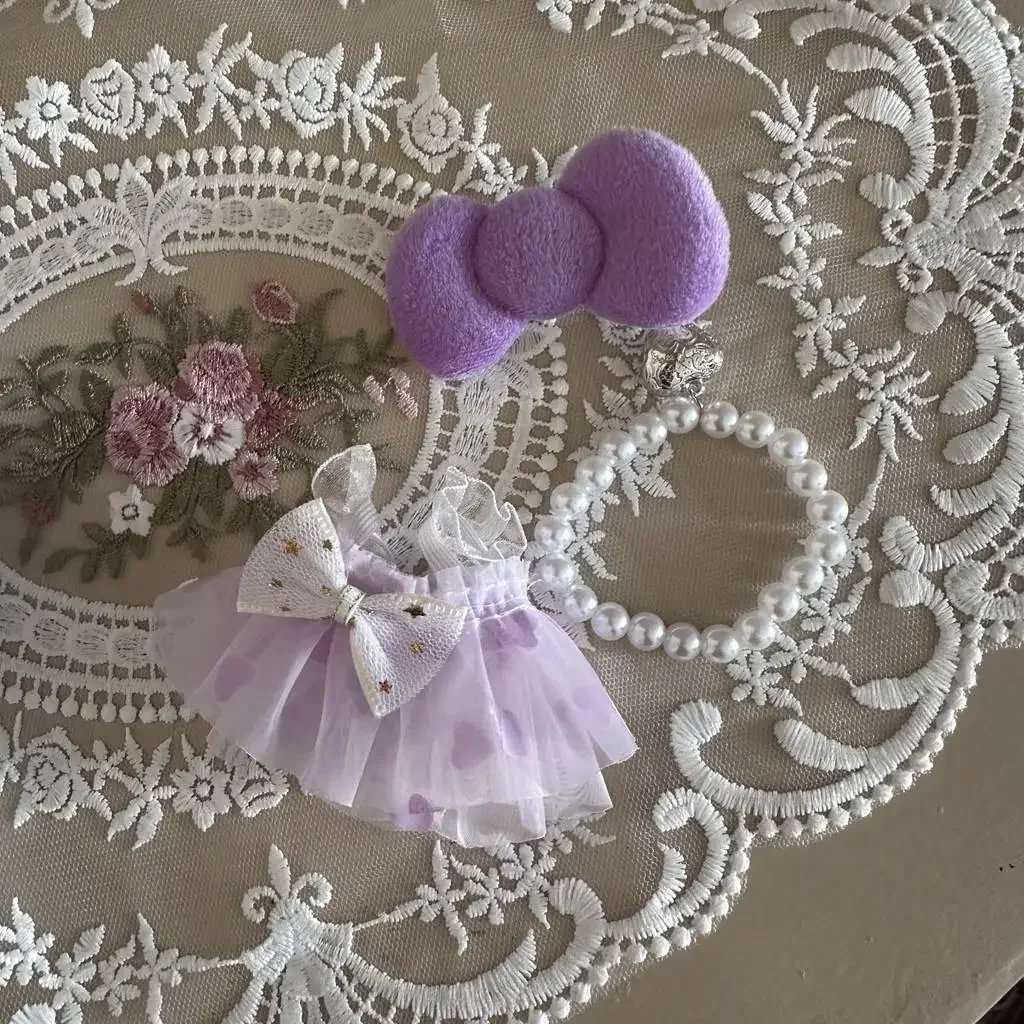 Mini Plush Doll Bow Princess Dress - Deluxe Outfit Accessories Gift Set