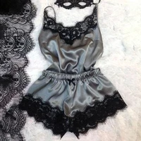 Fashion Nightwear Lace Trim Satin Cami Top Pajama Sets Sexy Hot Erotic Home Wear Women Pajamas Women Sleepwear Sleeveless Strap - Image 6