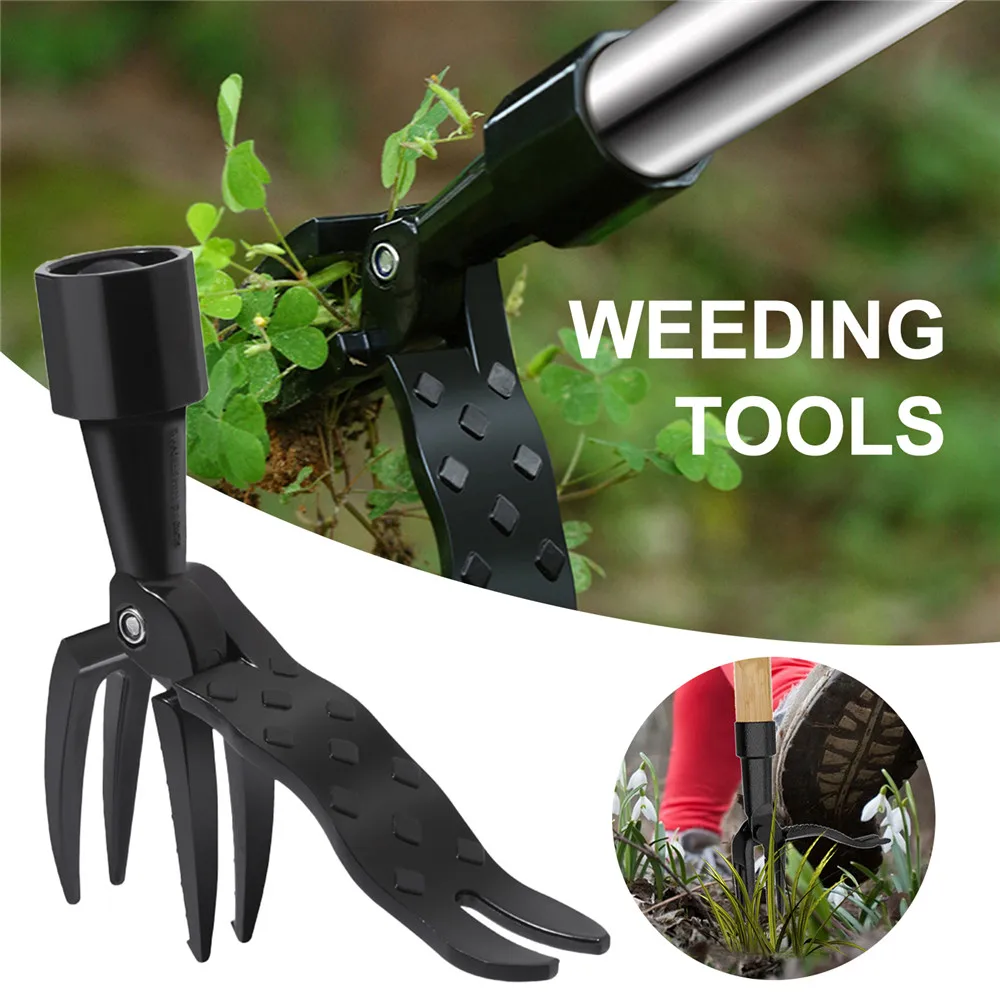 Standing Weed Puller Weeding Tool Weed Remover Tool 3-part Detachable Handle Weed Remover Tool Stand-up Manual Metal Weeder Tool 2