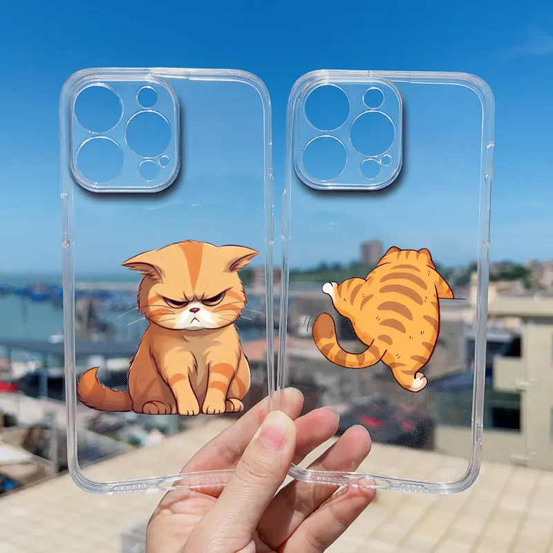 Naughty Kitten Lustige Katze Kunst Handyhülle für iPhone 11 12 13 Mini Pro Max 15 14 Pro Max Plus XR XS X 7 8Plus SE Klare Rückseite – Detail 14