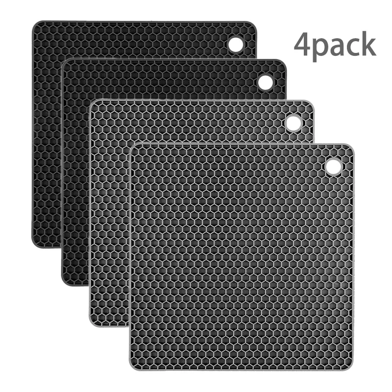 4Pack Silicone Trivets Pads For Hot Dishes Heat Resistant Trivet Mats