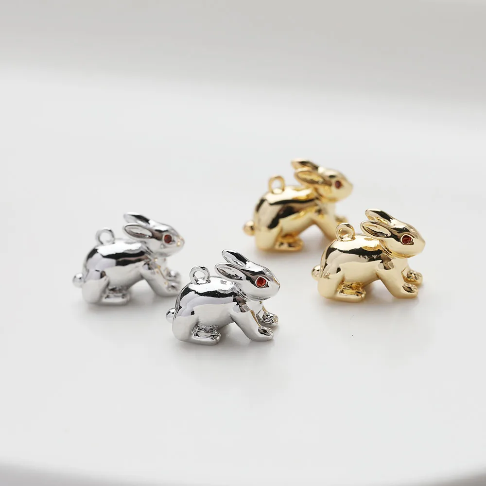

2PCS 14K Gold Plated Exquisite Brass Rabbit Pendant Handmade Bracelet DIY Making Supplies Jewelry Accessories