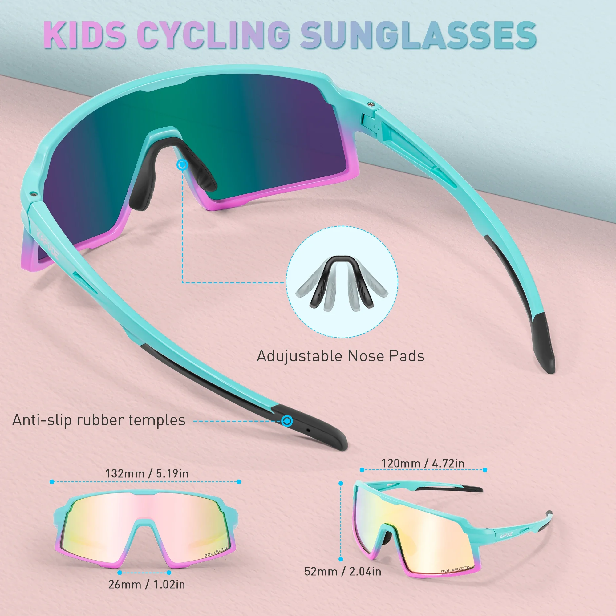 Lunettes de soleil à monture ronde arc-en-ciel pou... – Grandado