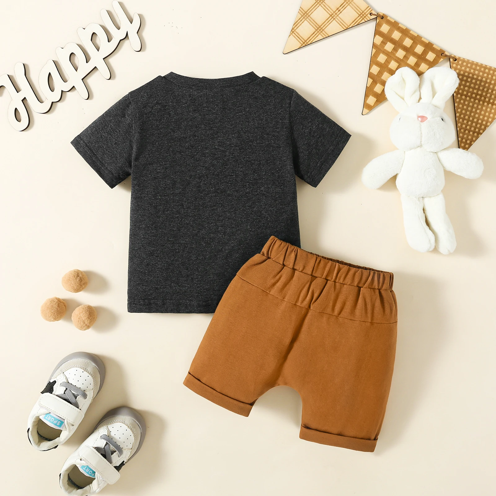 ma&baby 3M-3Y Easter Newborn Infant Toddler Baby Boy Clothes Sets Letter Bunny Print T-shirt Shorts Summer Cute Outfits