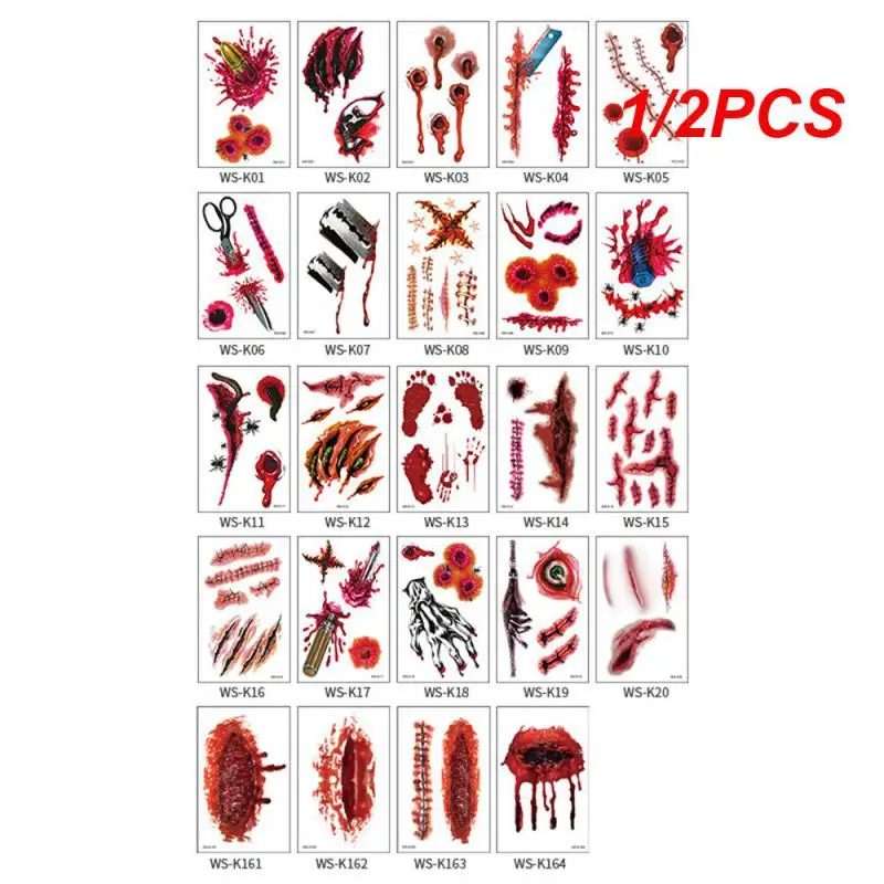 

Anti-sweat Tattoo Stickers Frightening Safe And Non-toxic Scary Lasting Glow Unique Realistic Halloween Wound Tattoo
