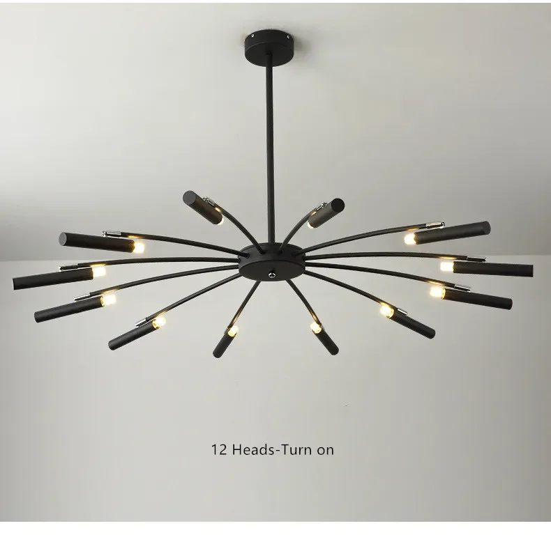 Description Picture 2 of itemModern Design Art LED Chandelier Lighting Living Room Black Pendant Lamp Bedroom Restaurant Hanging Lights Home Deco Fixtures